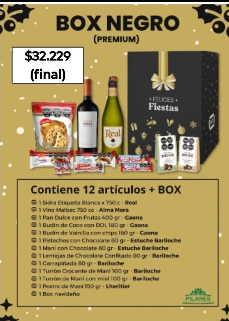 CAJA NAVIDEÑA NEGRO