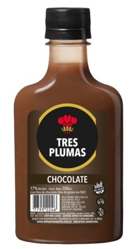 [01902] TRES PLUMAS CHOCOLATE 200ML (12) 1-6