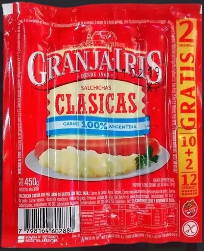[00302] SALCHICHAS GRANJA IRIS 450GR  x12
